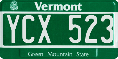 VT license plate YCX523
