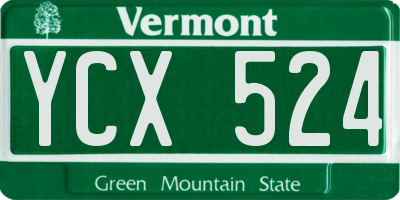 VT license plate YCX524