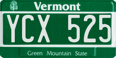 VT license plate YCX525