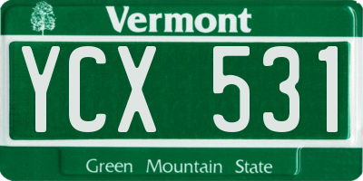 VT license plate YCX531