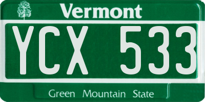 VT license plate YCX533