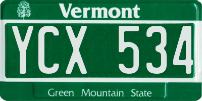 VT license plate YCX534