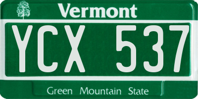 VT license plate YCX537