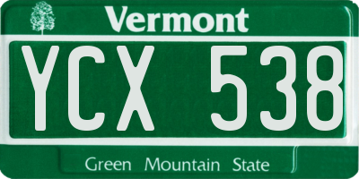 VT license plate YCX538