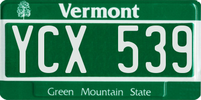 VT license plate YCX539