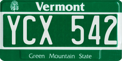 VT license plate YCX542