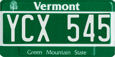VT license plate YCX545