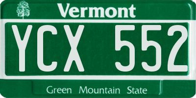 VT license plate YCX552
