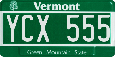 VT license plate YCX555