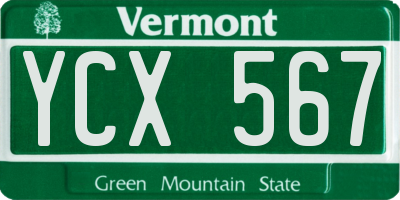 VT license plate YCX567
