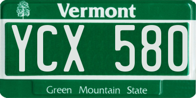VT license plate YCX580
