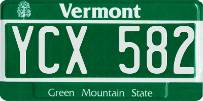 VT license plate YCX582