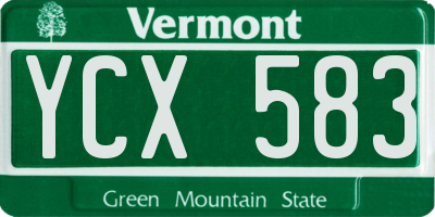 VT license plate YCX583
