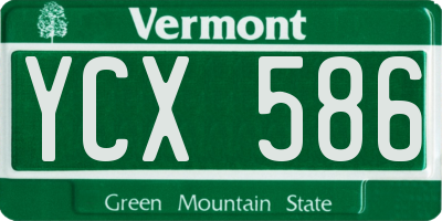 VT license plate YCX586
