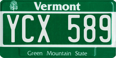 VT license plate YCX589