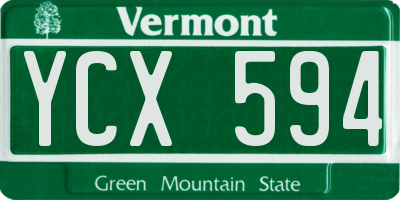 VT license plate YCX594