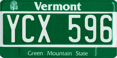 VT license plate YCX596