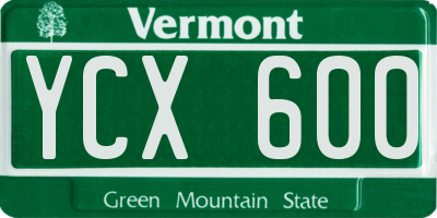 VT license plate YCX600