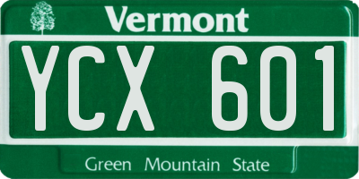 VT license plate YCX601
