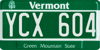 VT license plate YCX604