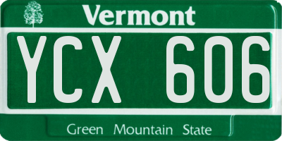 VT license plate YCX606