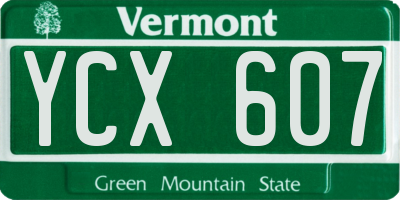 VT license plate YCX607