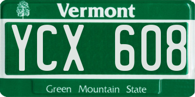 VT license plate YCX608