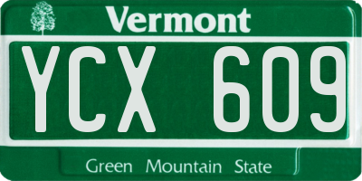 VT license plate YCX609