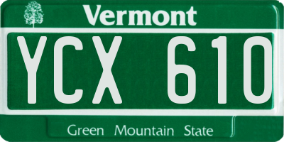 VT license plate YCX610