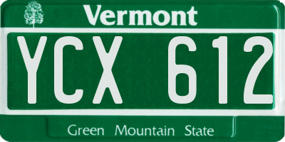VT license plate YCX612
