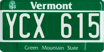 VT license plate YCX615