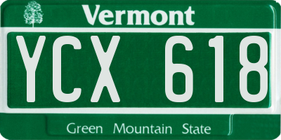 VT license plate YCX618
