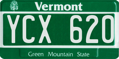 VT license plate YCX620
