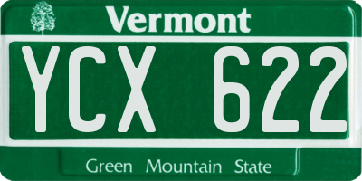 VT license plate YCX622