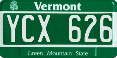 VT license plate YCX626
