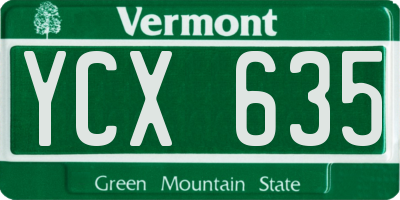 VT license plate YCX635