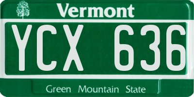 VT license plate YCX636