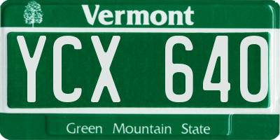 VT license plate YCX640