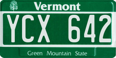 VT license plate YCX642