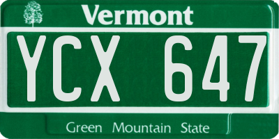 VT license plate YCX647
