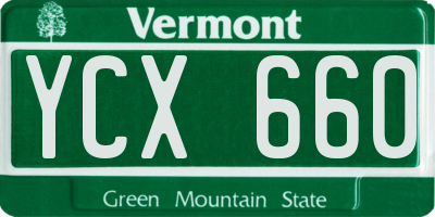 VT license plate YCX660
