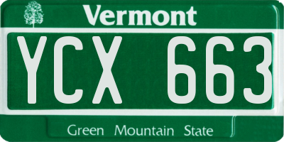 VT license plate YCX663