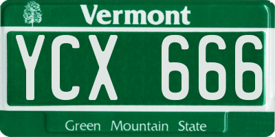 VT license plate YCX666