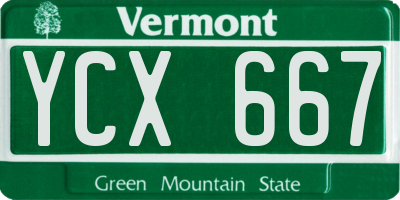 VT license plate YCX667