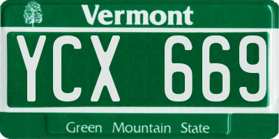 VT license plate YCX669