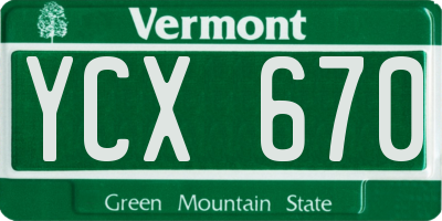 VT license plate YCX670