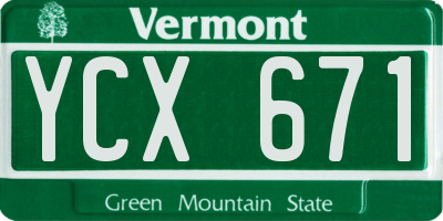 VT license plate YCX671