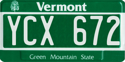 VT license plate YCX672