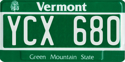 VT license plate YCX680