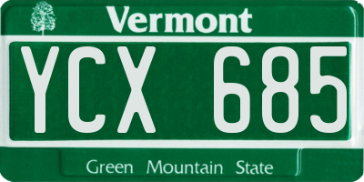 VT license plate YCX685